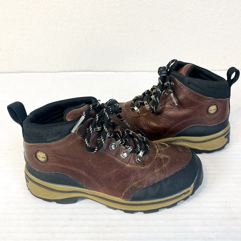 Timberland Back Roads Brown Leather Hiking Boots Size 1